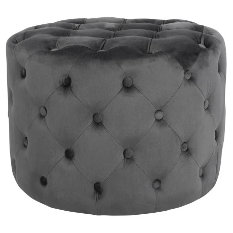ΣΚΑΜΠΟ KASSIE  ΓΚΡΙ ΒΕΛΟΥΔΟ ΤΥΠΟΥ CHESTERFIELD HM8406.01 Φ60x43Υ εκ.