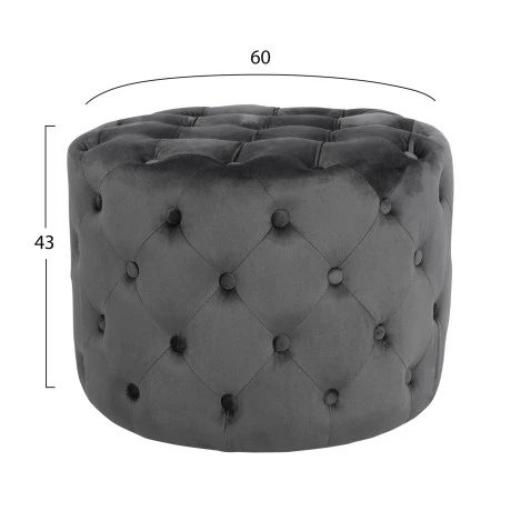 ΣΚΑΜΠΟ KASSIE  ΓΚΡΙ ΒΕΛΟΥΔΟ ΤΥΠΟΥ CHESTERFIELD HM8406.01 Φ60x43Υ εκ.