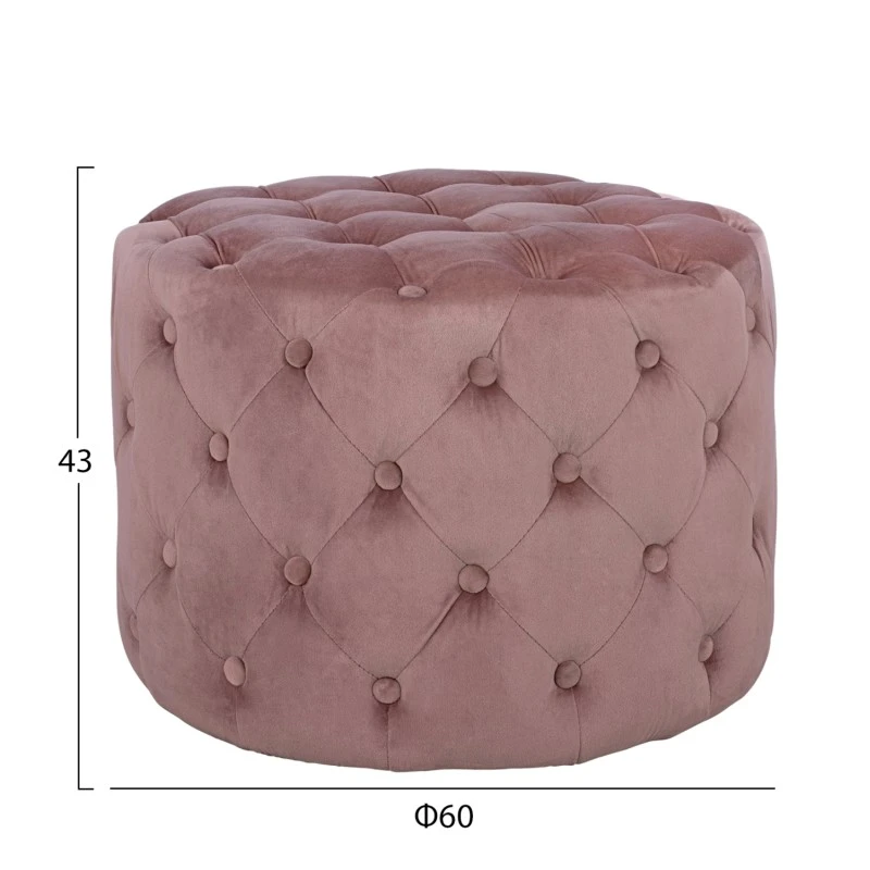 ΣΚΑΜΠΟ KASSIE  ΣΑΠΙΟ ΜΗΛΟ ΒΕΛΟΥΔΟ ΤΥΠΟΥ CHESTERFIELD HM8406.02 Φ60x43Υ εκ.