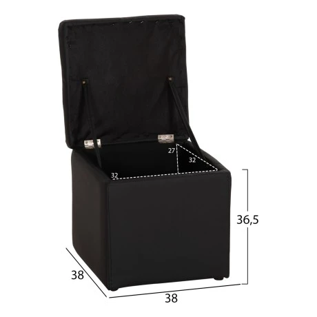 ΣΚΑΜΠΩ ΜΕ ΑΠΟΘΗΚΕΥΤΙΚΟ ΧΩΡΟ PU ΜΑΥΡΟ CUBE HM224.01 38x38x36.5Υεκ.