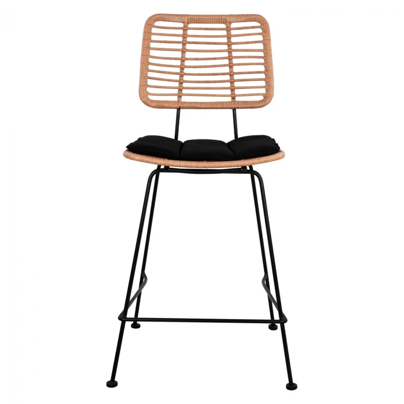 ΣΚΑΜΠΟ ΜΕΣΑΙΟΥ ΥΨΟΥΣ ALLEGRA HM5644 ΜΕΤΑΛΛΙΚΟ ΜΕ WICKER ΣΕ ΜΠΕΖ ΑΠΟΧΡΩΣΗ 55x56x107 εκ.