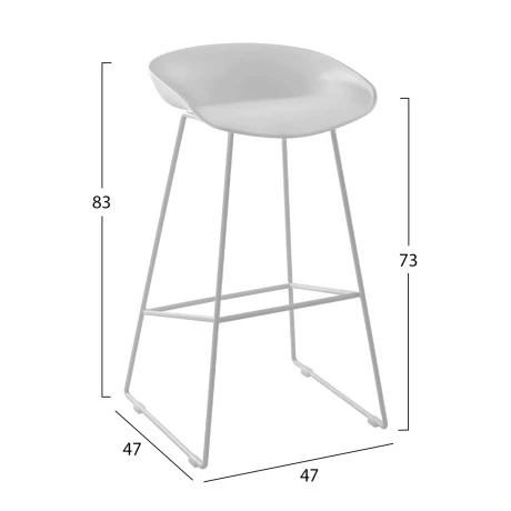 ΣΚΑΜΠΟ ΜΕΤΑΛΛΙΚΟ NAILA HM8450.01 ΜΕ ΚΑΘΙΣΜΑ PP ΛΕΥΚΟ 47x47x83 εκ.