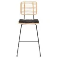 ΣΚΑΜΠΟ ΜΠΑΡ ALLEGRA HM5455.11 ΜΕΤΑΛΛΟ&ΜΑΞΙΛΑΡΙ ΜΑΥΡΟ-WICKER ΜΠΕΖ 56x59x116,5Υεκ.