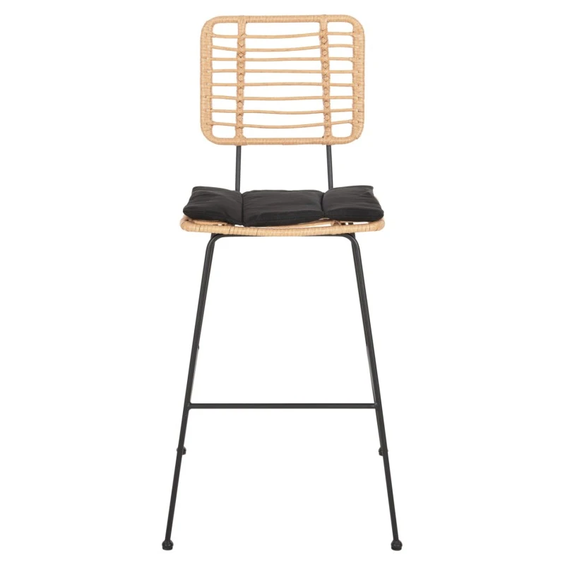 ΣΚΑΜΠΟ ΜΠΑΡ ALLEGRA HM5455.11 ΜΕΤΑΛΛΟ&ΜΑΞΙΛΑΡΙ ΜΑΥΡΟ-WICKER ΜΠΕΖ 56x59x116,5Υεκ.