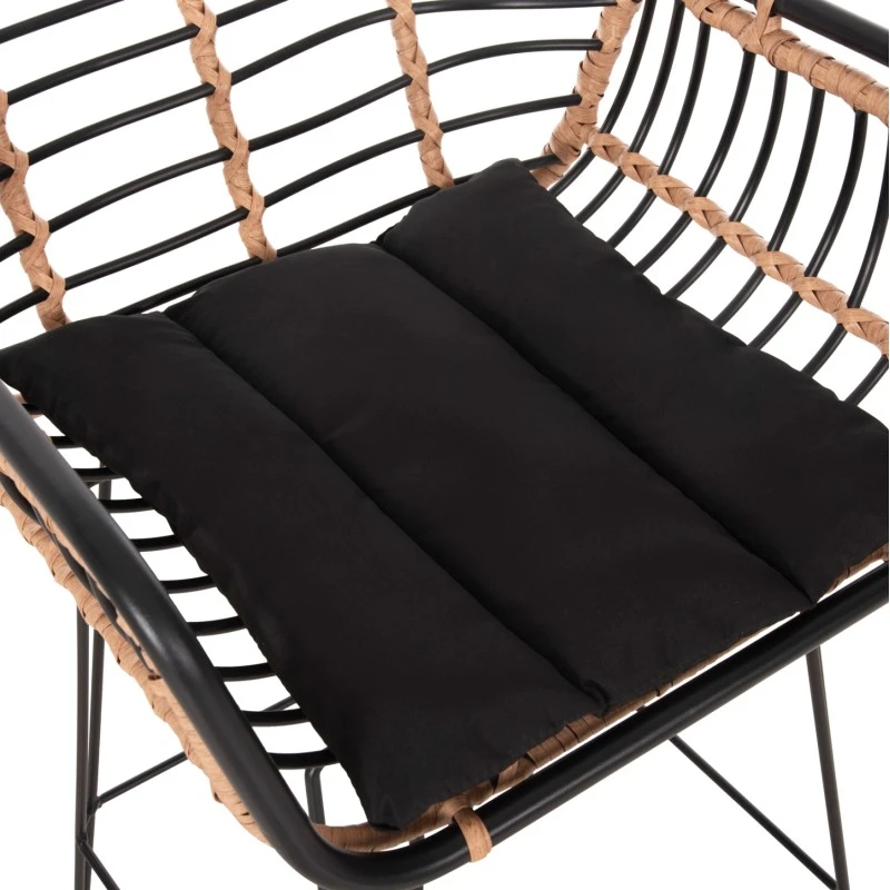 ΣΚΑΜΠΟ ΜΠΑΡ ALLEGRA HM5690.11 ΜΕΤΑΛΛΟ&ΜΑΞΙΛΑΡΙ ΜΑΥΡΟ-WICKER ΜΠΕΖ 55x54x108Υεκ.
