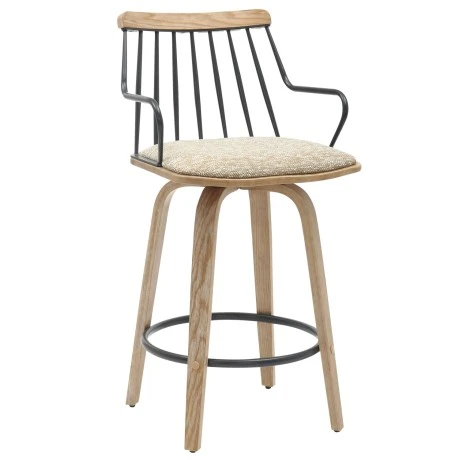 ΣΚΑΜΠΟ ΜΠΑΡ JUDI HM9985.01 WHITE WASH Κ.Π.-ΜΑΥΡΟ ΜΕΤΑΛΛΟ-ΜΠΕΖ ΥΦΑΣΜΑ 48x52x92Υεκ