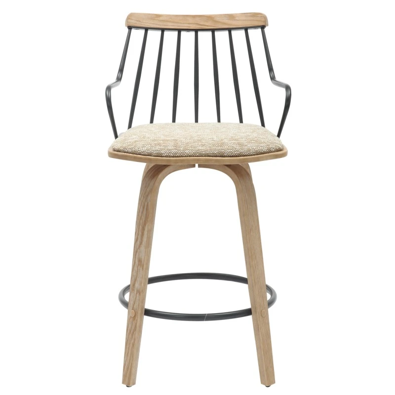 ΣΚΑΜΠΟ ΜΠΑΡ JUDI HM9985.01 WHITE WASH Κ.Π.-ΜΑΥΡΟ ΜΕΤΑΛΛΟ-ΜΠΕΖ ΥΦΑΣΜΑ 48x52x92Υεκ