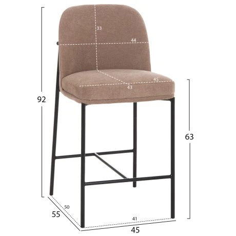 ΣΚΑΜΠΟ ΜΠΑΡ ΜΕΣ.ΥΨΟΥΣ MANIDO HM18427.02 TAUPE ΥΦΑΣΜΑ-ΜΕΤΑΛ.ΜΑΥΡΟΣ ΣΚΕΛΕΤΟΣ 45x55x92Υεκ