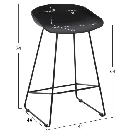 ΣΚΑΜΠΟ ΜΠΑΡ NAILA HM9299.02 ΜΑΥΡΟ ΜΕΣΑΙΟΥ ΥΨΟΥΣ 44x44x74Yεκ.