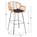 ΣΚΑΜΠΟ ΜΠΑΡ ΨΗΛΟ ALLEGRA HM5640.11 ΜΠΕΖ P.E. RATTAN-ΜΑΥΡΟ ΜΕΤΑΛΛΟ 54x55x108Υεκ.