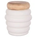 ΤΡΑΠΕΖΙ ΒΟΗΘΗΤΙΚΟ PUFFAT HM18172.02 FIBER CEMENT ΛΕΥΚΟ- ΞΥΛΟ TEAK TOP Φ45x46Υεκ.
