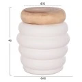 ΤΡΑΠΕΖΙ ΒΟΗΘΗΤΙΚΟ PUFFAT HM18172.02 FIBER CEMENT ΛΕΥΚΟ- ΞΥΛΟ TEAK TOP Φ45x46Υεκ.