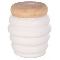ΤΡΑΠΕΖΙ ΒΟΗΘΗΤΙΚΟ PUFFAT HM18172.02 FIBER CEMENT ΛΕΥΚΟ- ΞΥΛΟ TEAK TOP Φ45x46Υεκ.