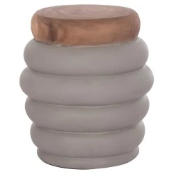 ΣΚΑΜΠΟ PUFFAT HM18172.03 FIBER CEMENT ΓΚΡΙ- ΞΥΛΟ TEAK TOP Φ45x46Υεκ.