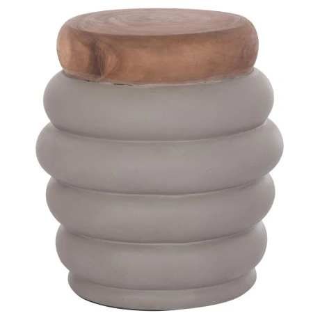 ΣΚΑΜΠΟ PUFFAT HM18172.03 FIBER CEMENT ΓΚΡΙ- ΞΥΛΟ TEAK TOP Φ45x46Υεκ.