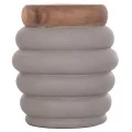 ΤΡΑΠΕΖΙ ΒΟΗΘΗΤΙΚΟ PUFFAT HM18172.03 FIBER CEMENT ΓΚΡΙ- ΞΥΛΟ TEAK TOP Φ45x46Υεκ.