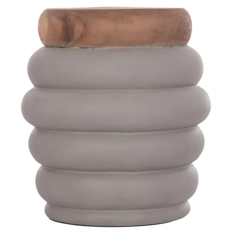 ΤΡΑΠΕΖΙ ΒΟΗΘΗΤΙΚΟ PUFFAT HM18172.03 FIBER CEMENT ΓΚΡΙ- ΞΥΛΟ TEAK TOP Φ45x46Υεκ.