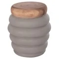 ΤΡΑΠΕΖΙ ΒΟΗΘΗΤΙΚΟ PUFFAT HM18172.03 FIBER CEMENT ΓΚΡΙ- ΞΥΛΟ TEAK TOP Φ45x46Υεκ.