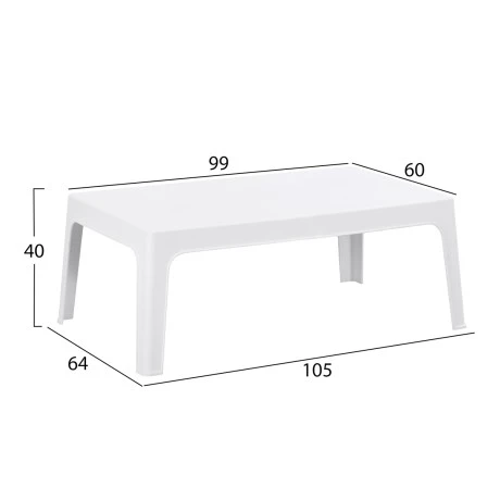 ΤΡΑΠΕΖΑΚΙ ΟΡΘΟΓΩΝΙΟ SLEEK HM6367.01 ΠΟΛΥΠΡΟΠΥΛΕΝΙΟ ΣΕ ΛΕΥΚΟ 105x64x40Υεκ.