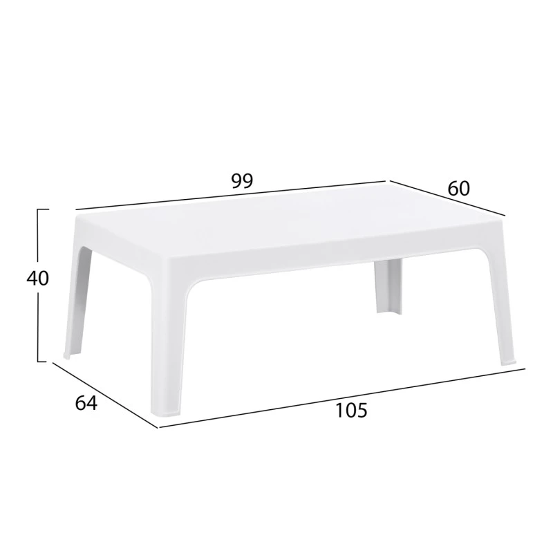 ΤΡΑΠΕΖΑΚΙ ΟΡΘΟΓΩΝΙΟ SLEEK HM6367.01 ΠΟΛΥΠΡΟΠΥΛΕΝΙΟ ΣΕ ΛΕΥΚΟ 99x59.5x39.5Υεκ.