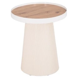 ΤΡΑΠΕΖΑΚΙ ΒΟΗΘΗΤΙΚΟ DENTON HM18023.02 MDF TOP ΦΥΣΙΚΟ ΞΥΛΟΥ-ΒΑΣΗ ΛΕΥΚΗ Φ45x51,5Υεκ.