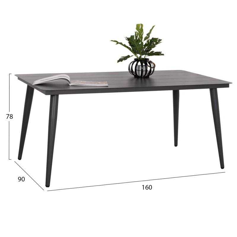 ΤΡΑΠΕΖΙ ΑΛΟΥΜΙΝΙΟΥ ΟΡΘΟΓΩΝΙΟ HIGER HM6291.01 ΓΚΡΙ 160x90x78Υεκ.