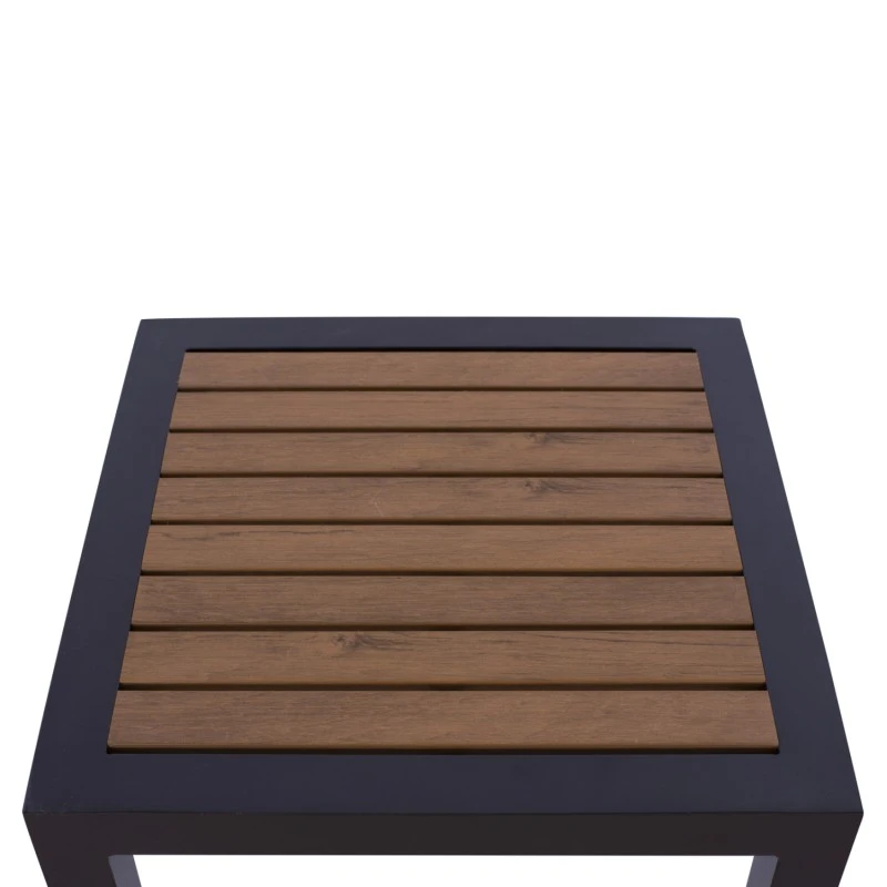 ΤΡΑΠΕΖΙ ΑΛΟΥΜΙΝΙΟΥ SABRA HM5403.02 ΓΚΡΙ ΜΕ POLYWOOD 45Χ45X45,5 εκ.