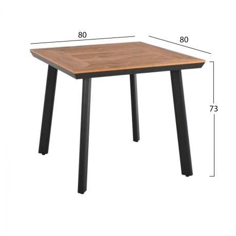 ΤΡΑΠΕΖΙ ΑΛΟΥΜΙΝΙΟΥ ΤΕΤΡΑΓΩΝΟ TABER HM5563.02 ΑΝΘΡΑΚΙ ΜΕ ΕΠΙΦΑΝΕΙΑ POLYWOOD 80x80x73Υ