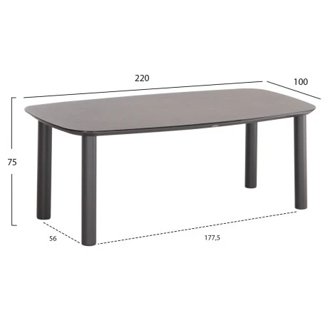 ΤΡΑΠΕΖΙ DOSUN HM6202.01 ΓΚΡΙ ΑΛΟΥΜΙΝΙΟ-3D PRINT ΓΥΑΛΙ-ΚΕΡΑΜΙΚΟ LOOK 220x100x75Υεκ