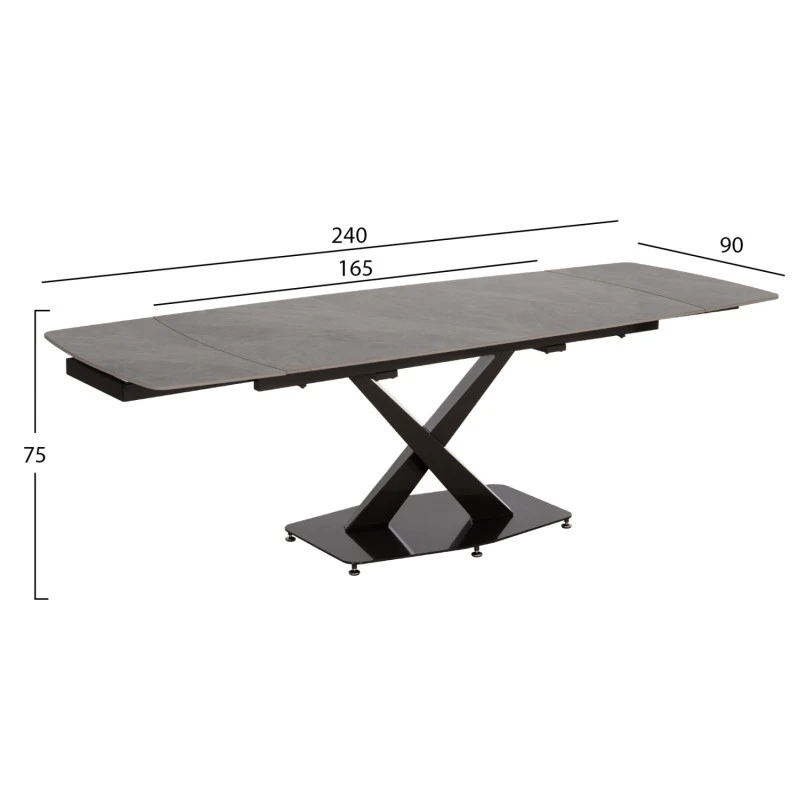 ΤΡΑΠΕΖΙ ΕΠΕΚΤΕΙΝΟΜΕΝΟ HOKU HM18410 ΚΕΡΑΜΙΚΟ TOP ΣΕ ΓΚΡΙ ΜΑΡΜΑΡΟ 165/240x90x75Υεκ.