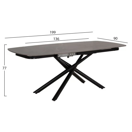 ΤΡΑΠΕΖΙ ΕΠΕΚΤΕΙΝΟΜΕΝΟ VANTA HM18408 ΚΕΡΑΜΙΚΟ TOP ΣΕ ΓΚΡΙ ΜΑΡΜΑΡΟ 136-199x90x77Υεκ
