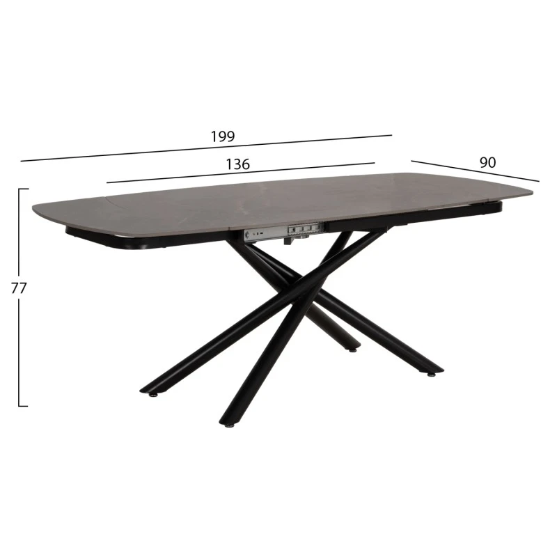 ΤΡΑΠΕΖΙ ΕΠΕΚΤΕΙΝΟΜΕΝΟ VANTA HM18408 ΚΕΡΑΜΙΚΟ TOP ΣΕ ΓΚΡΙ ΜΑΡΜΑΡΟ 136-199x90x77Υεκ