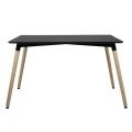 ΤΡΑΠΕΖΙ HM8697.02 MINIMAL, μαύρο MDF, ξύλινα πόδια οξιά, 160Χ90X74Υεκ.