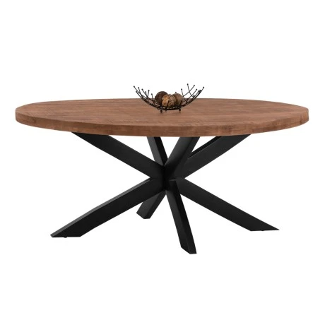 ΤΡΑΠΕΖΙ LEVINHO HM8483.11 OVAL 6εκ. ΠΑΧΟΣ ΑΠΟ ΜΑΣΙΦ ΞΥΛΟ MANGO 210x100x78Υ εκ.