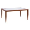 ΤΡΑΠΕΖΙ MEIR ΣΑΛΟΝΙΟΥ ΑΛΟΥΜΙΝΙΟΥ BAMBOO LOOK ΜΕ ΓΥΑΛΙ 100Χ58Χ46 HM5551.01