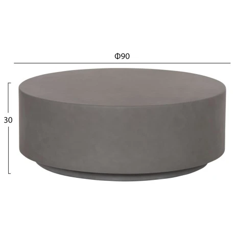 ΤΡΑΠΕΖΙ ΜΕΣΗΣ FIBER CEMENT ΣΤΡΟΓΓΥΛΟ KYOKO HM6579.01 ΓΚΡΙ Φ90x30Υεκ.
