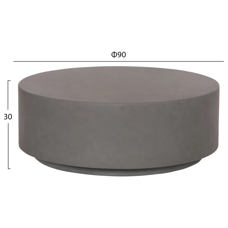 ΤΡΑΠΕΖΙ ΜΕΣΗΣ FIBER CEMENT ΣΤΡΟΓΓΥΛΟ KYOKO HM6579.01 ΓΚΡΙ Φ90x30Υεκ.