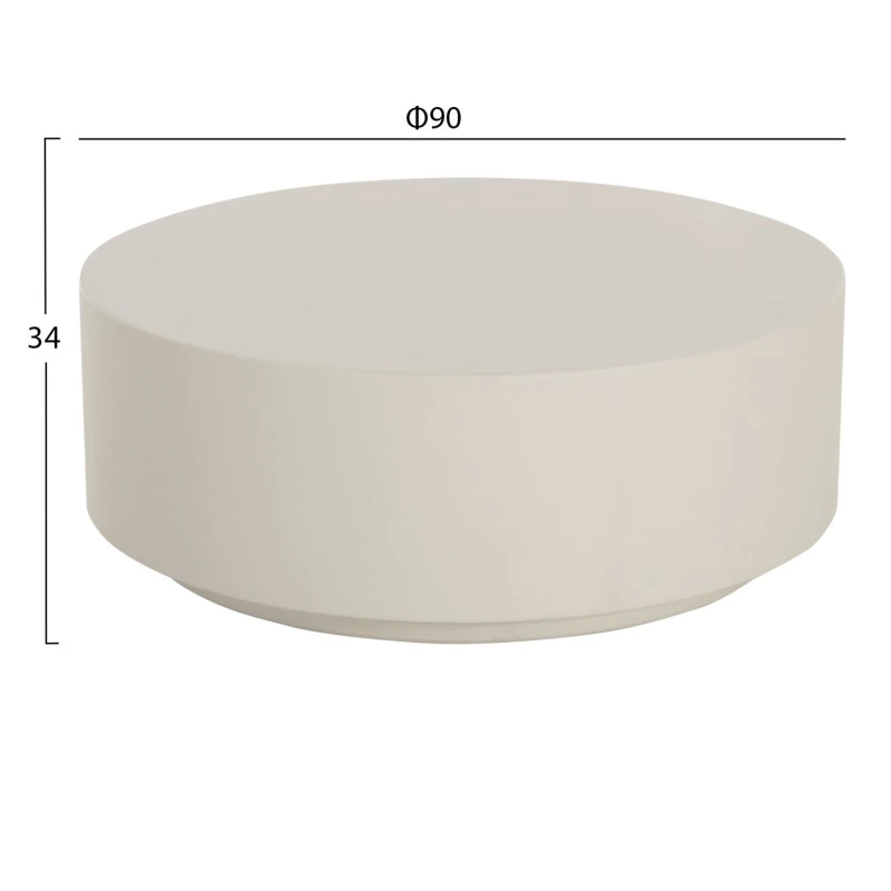 ΤΡΑΠΕΖΙ ΜΕΣΗΣ FIBER CEMENT ΣΤΡΟΓΓΥΛΟ KYOKO HM6579.02 ΜΠΕΖ Φ90x34Υεκ.