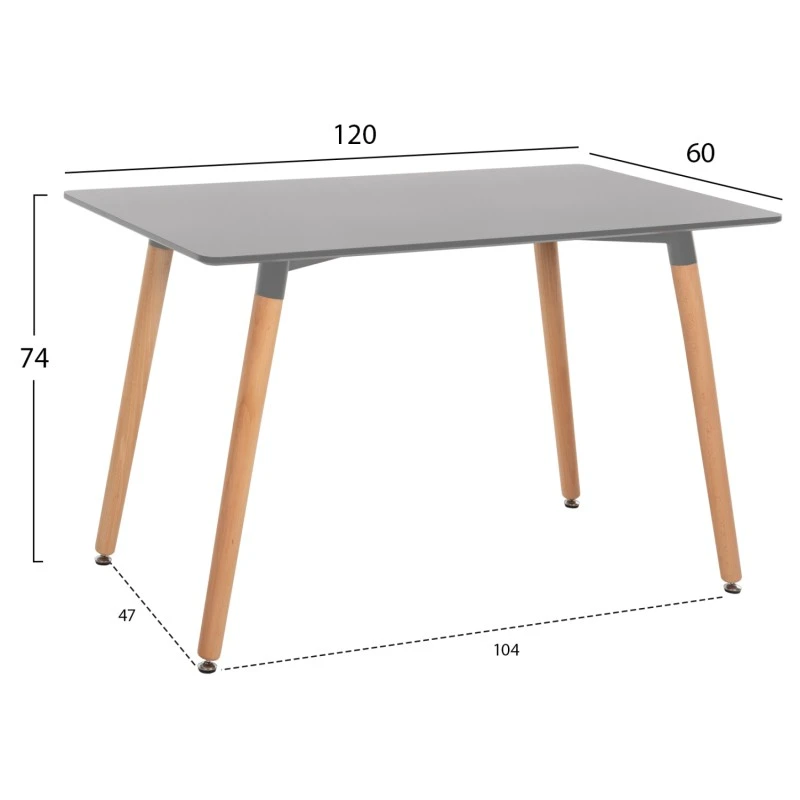 ΤΡΑΠΕΖΙ MINIMAL HM8581.02 ΓΚΡΙ MDF-ΠΟΔΙΑ ΟΞΙΑ ΣΕ ΦΥΣΙΚΟ ΧΡΩΜΑ- 120Χ60X74Υεκ.