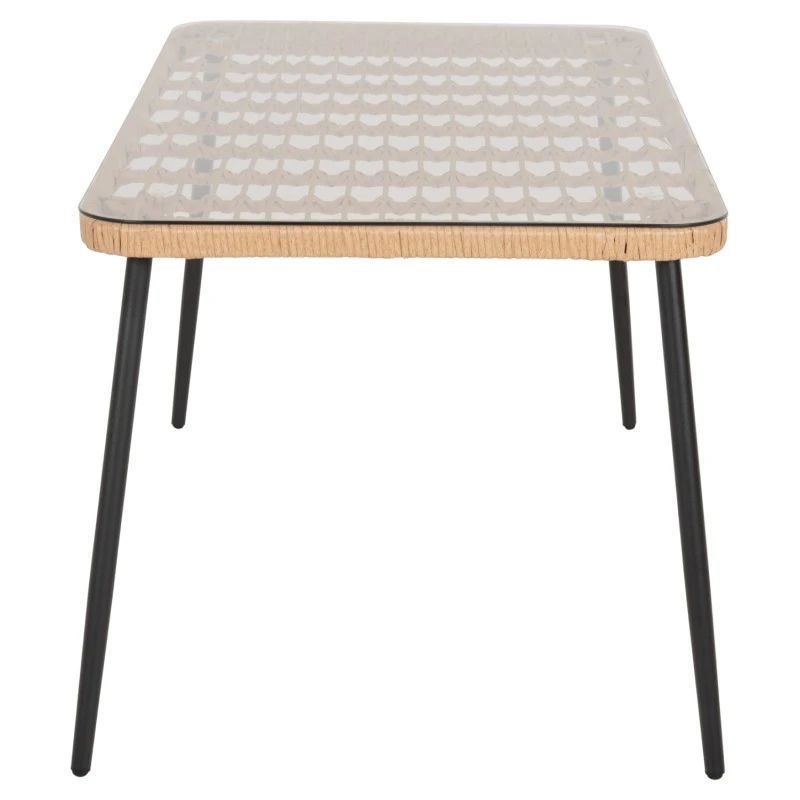 ΤΡΑΠΕΖΙ ΟΡΘΟΓΩΝΙΟ ALLEGRA HM5537.11 ΜΕΤΑΛ.ΜΑΥΡΟ-P.E. RATTAN ΦΥΣΙΚΟ 139,5x79,5x73Υεκ.