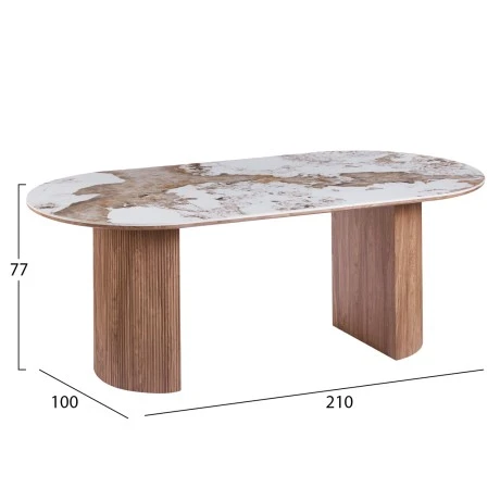 ΤΡΑΠΕΖΙ ΟΒΑΛ MARBLEX HM18428 ΚΕΡΑΜΙΚΟ TOP ΣΕ PANDORA--MDF ΠΟΔΙΑ 210x100x77Υεκ