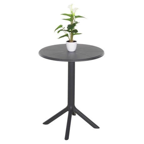 ΤΡΑΠΕΖΙ ΠΟΛΥΠΡΟΠΥΛΕΝΙΟΥ ΣΤΡΟΓΓΥΛΟ TERRIN HM6124.20 ΓΚΡΙ Φ61x77Υεκ.