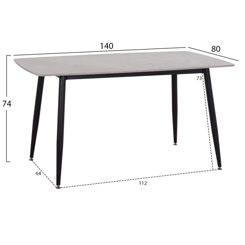 ΤΡΑΠΕΖΙ RAVEN HM18149.13 ΚΕΡΑΜΙΚΟ TOP ΜΕ ΟΨΗ ΓΚΡΙ ΜΑΡΜΑΡΟ 140x80x74Υεκ.