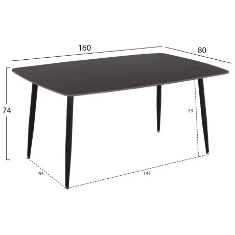 ΤΡΑΠΕΖΙ RAVEN HM18150.02 ΚΕΡΑΜΙΚΟ TOP ΜΕ ΟΨΗ ΜΑΥΡΟ ΜΑΡΜΑΡΟ 160x80x74Υεκ.