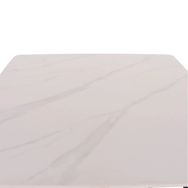 ΤΡΑΠΕΖΙ RAVEN HM9854.01 ΚΕΡΑΜΙΚΟ TOP ΛΕΥΚΟ ΜΑΡΜΑΡΟ-ΜΑΥΡΟ ΜΕΤΑΛΛΟ 117,5x67,5x76Υεκ.