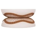 ΤΡΑΠΕΖΙ ΣΑΛΟΝΙΟΥ ANNA HM18157.02 FIBER CEMENT ΛΕΥΚΟ-ΦΥΣΙΚΟ RATTAN--Φ92x44.5Υεκ