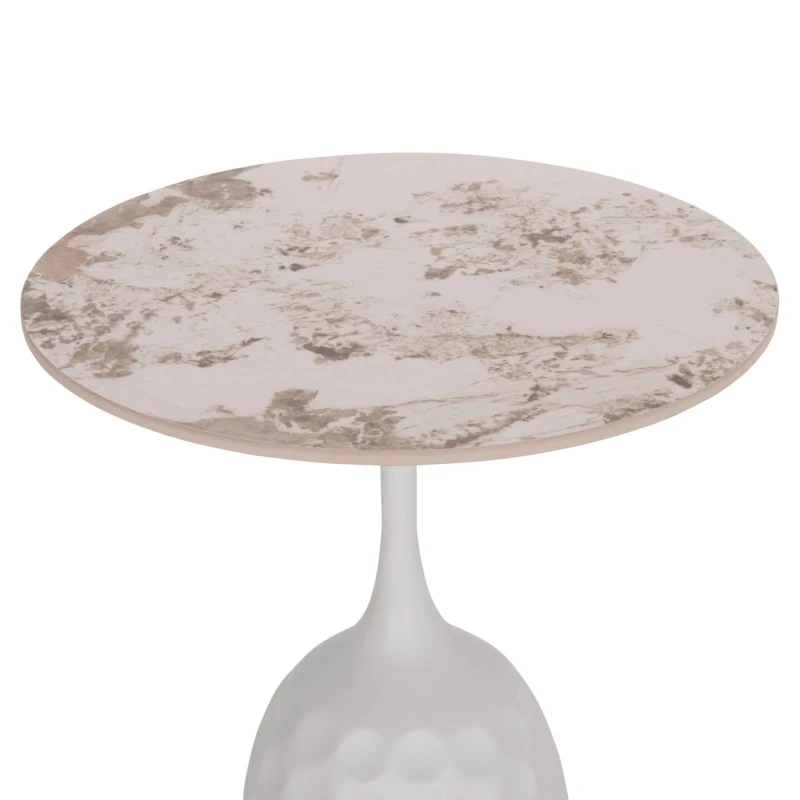 ΤΡΑΠΕΖΙ ΣΑΛΟΝΙΟΥ LONGSTEM HM18317.01 ΒΑΣΗ ΛΕΥΚΗ--SINTERED STONE CALACATA GOLD Φ50