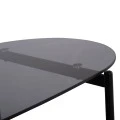 ΤΡΑΠΕΖΙ ΣΑΛΟΝΙΟΥ ΟΒΑΛ KITTY HM18040 ΓΥΑΛΙ ΦΙΜΕ TOP-GREY MARBLE ΜΕΛΑΜΙΝΗ 110x50x43Υεκ