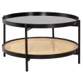 ΤΡΑΠΕΖΙ ΣΑΛΟΝΙΟΥ SEITZ HM18030 ΓΥΑΛΙ TOP-ΜΕΤΑΛΛΟ-RATTAN ΣΕ ΦΥΣΙΚΟ Φ80x45Υεκ.