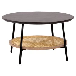 ΤΡΑΠΕΖΙ ΣΑΛΟΝΙΟΥ SEWELL HM18033 MDF ΣΕ ZEBRANO-ΜΕΤΑΛΛΙΚΑ ΠΟΔΙΑ-WICKER Φ80x46,5Υεκ.